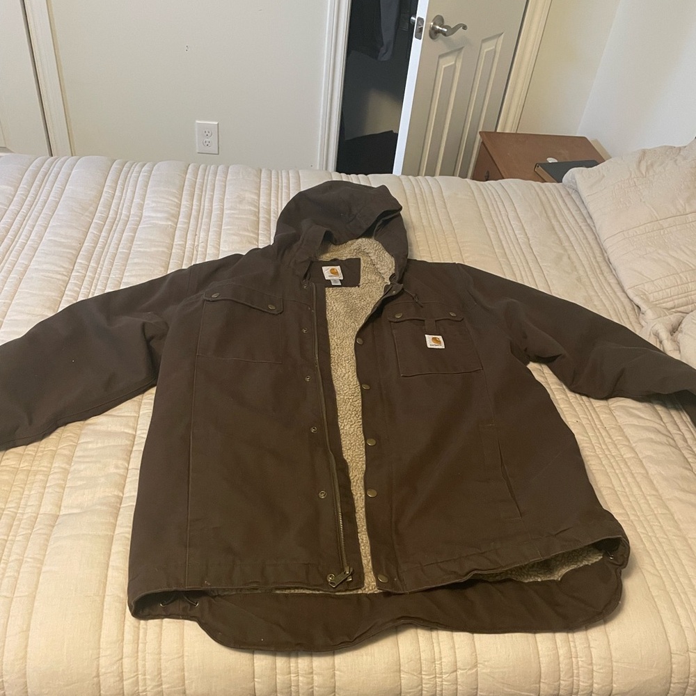 Carhartt Sherpa lined coat, Brown, XLT.  Worn once.